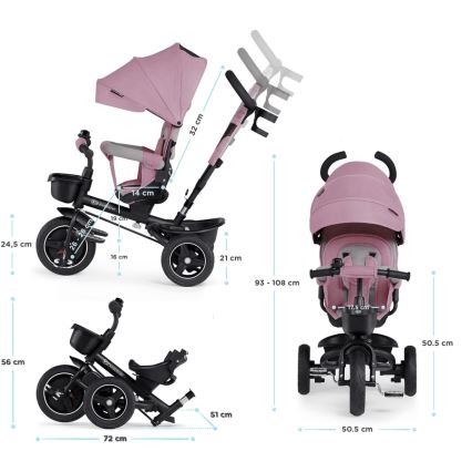 KINDERKRAFT - Lasten kolmipyörä 5in1 SPINSTEP pinkki