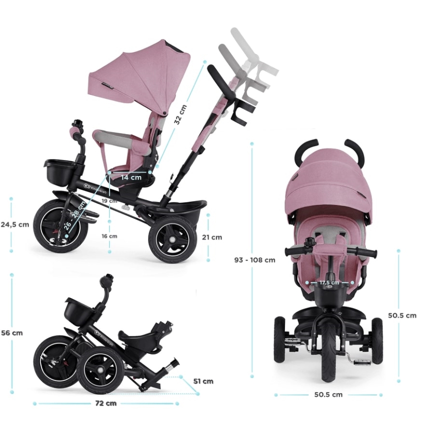 KINDERKRAFT - Lasten kolmipyörä 5in1 SPINSTEP pinkki
