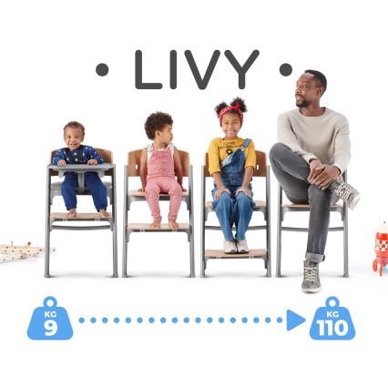 KINDERKRAFT SELECT - Lasten ruokapöydän tuoli 3in1 LIVY Premium tammi