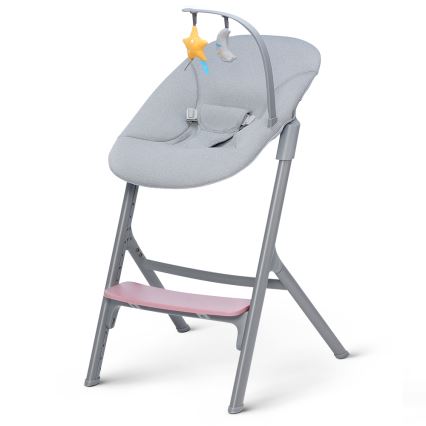 KINDERKRAFT SELECT - Lasten ruokapöydän tuoli 3in1 LIVY Premium Aster vaaleanpunainen + lepotuoli CALMEE
