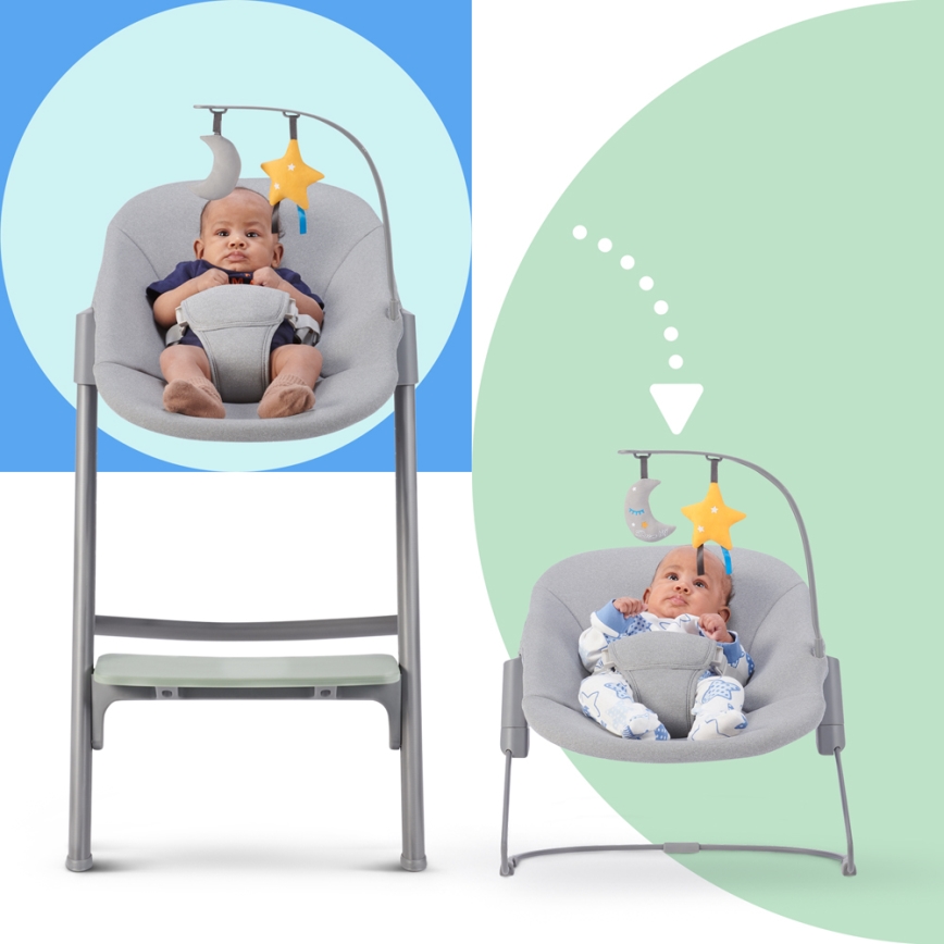 KINDERKRAFT SELECT - Lasten ruokapöydän tuoli 3in1 LIVY Premium Olive vihreä + lepotuoli CALMEE