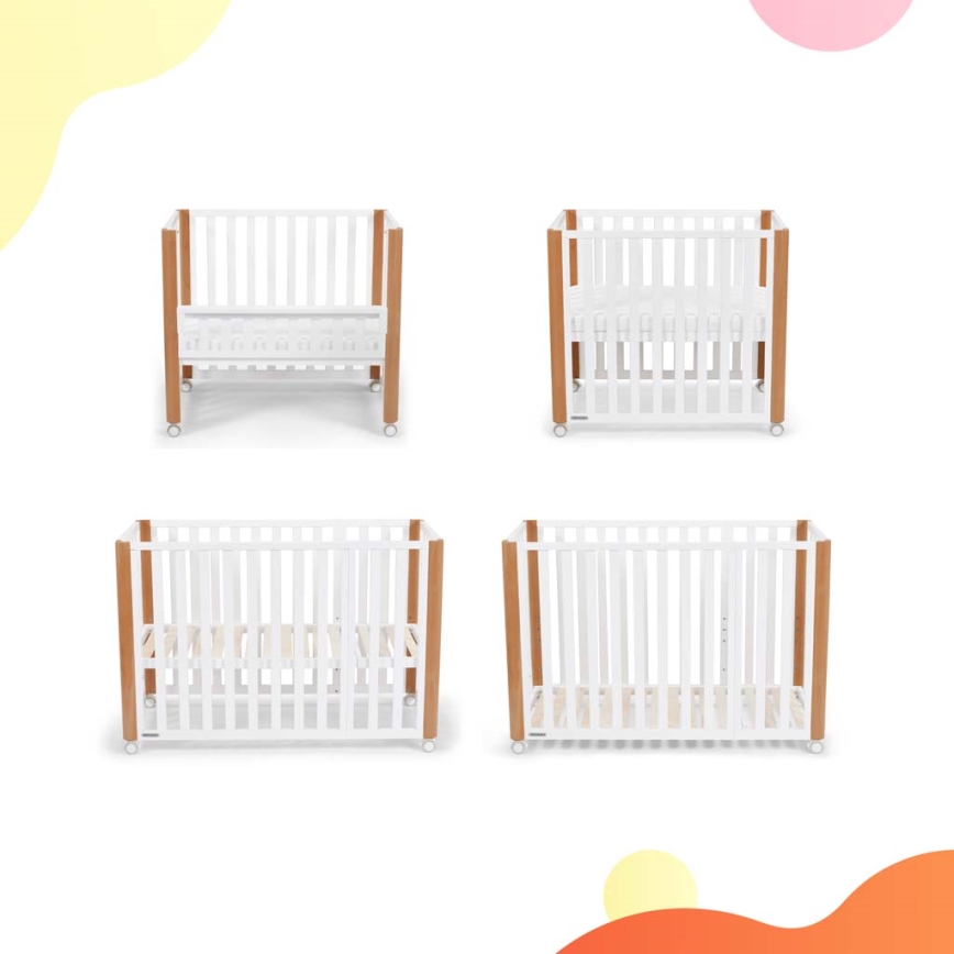 KINDERKRAFT SELECT - Monikäyttöinen 4-in-1-pinnasänky KOYA Premium pyökki/mänty