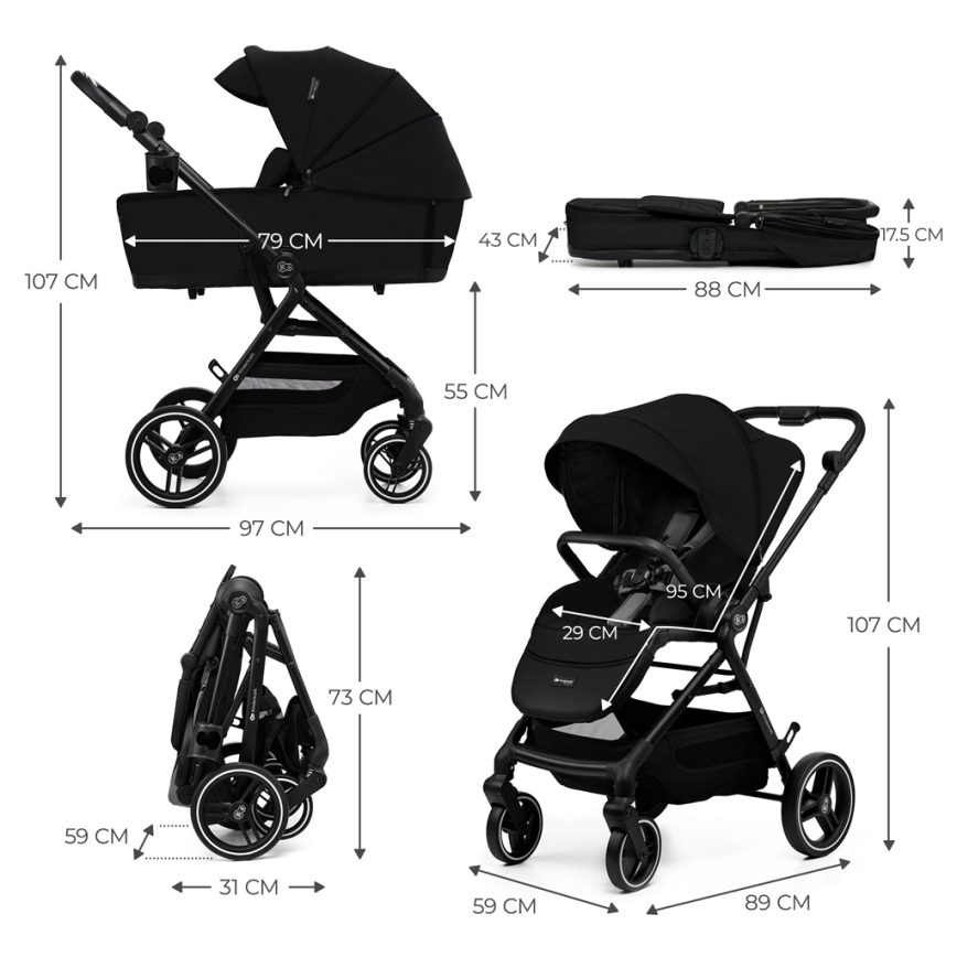 KINDERKRAFT SELECT - Yhdistelmärattaat 2in1 YOXI Pure musta