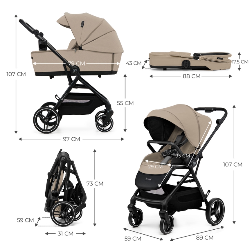 KINDERKRAFT SELECT - Yhdistelmärattaat 2in1 YOXI Sand beige