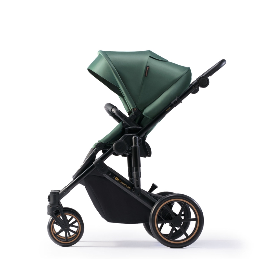 KINDERKRAFT SELECT - Yhdistelmärattaat 3in1 PRIME 2 Premium Dark vihreä + turvaistuin