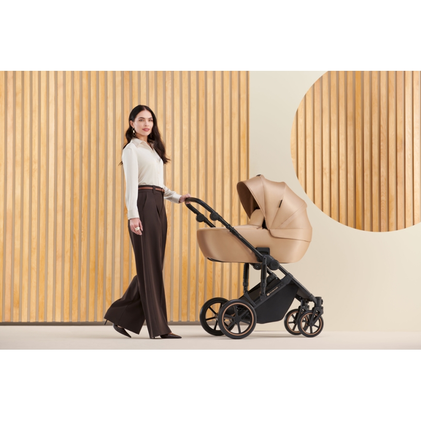 KINDERKRAFT SELECT - Yhdistelmärattaat 3in1 PRIME 2 Premium Sandrose beige + turvaistuin