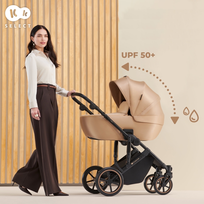 KINDERKRAFT SELECT - Yhdistelmärattaat 3in1 PRIME 2 Premium Sandrose beige + turvaistuin
