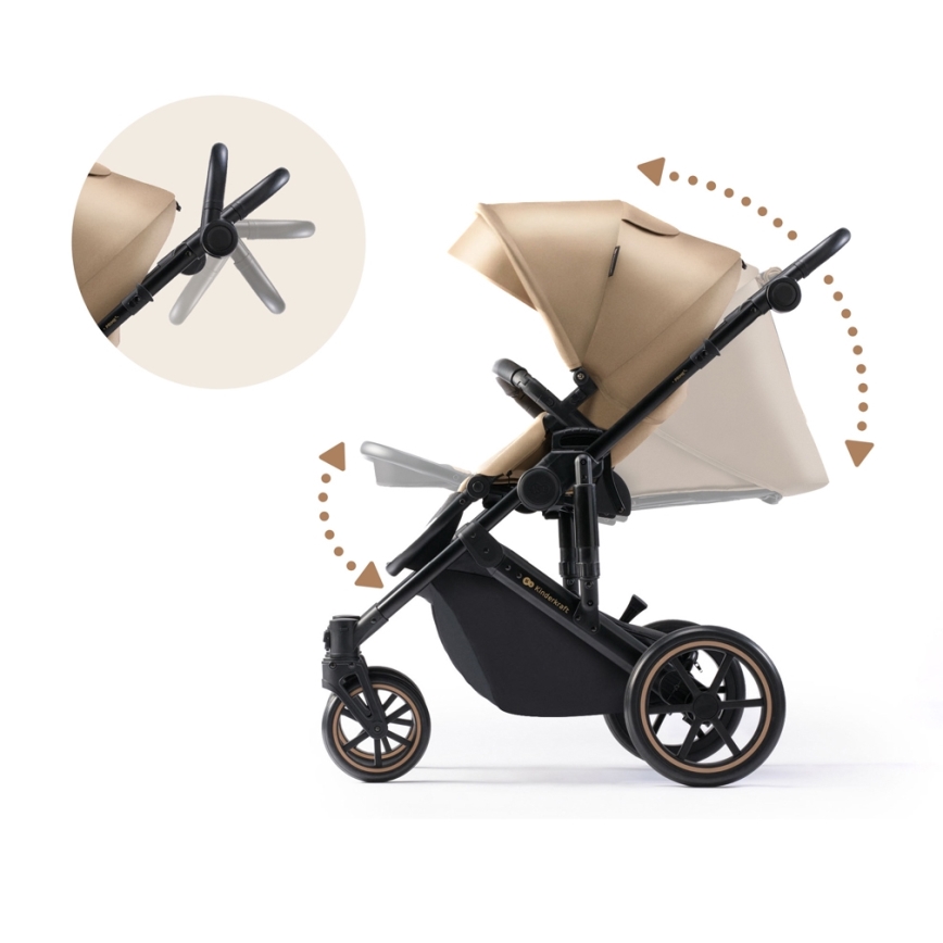KINDERKRAFT SELECT - Yhdistelmärattaat 3in1 PRIME 2 Premium Sandrose beige + turvaistuin