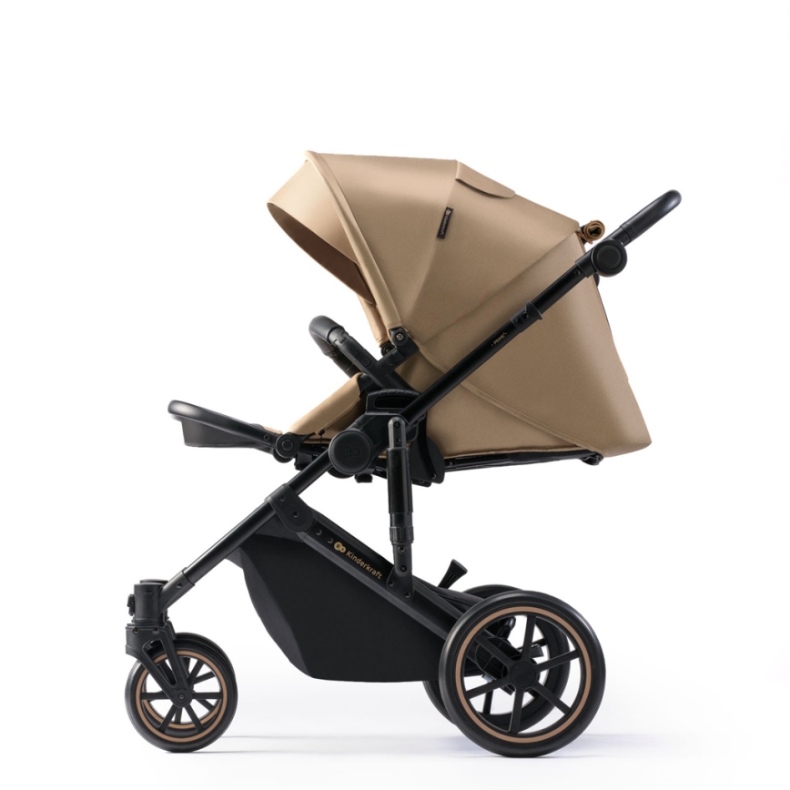 KINDERKRAFT SELECT - Yhdistelmärattaat 3in1 PRIME 2 Premium Sandrose beige + turvaistuin