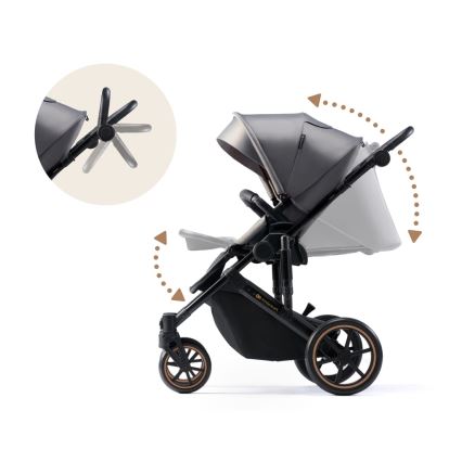 KINDERKRAFT SELECT - Yhdistelmärattaat 3in1 PRIME 2 Premium Shadow harmaa + turvaistuin