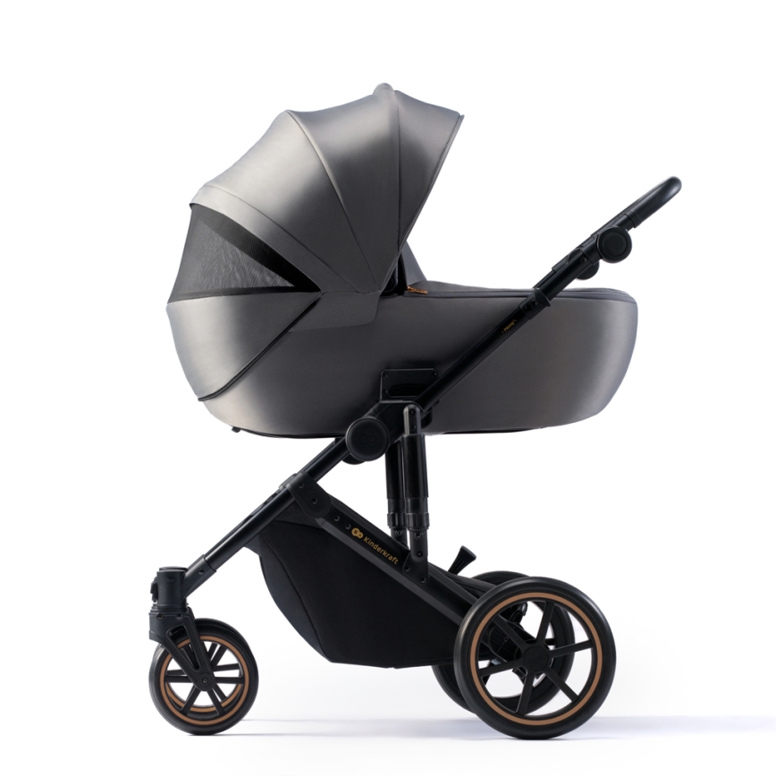 KINDERKRAFT SELECT - Yhdistelmärattaat 3in1 PRIME 2 Premium Shadow harmaa + turvaistuin