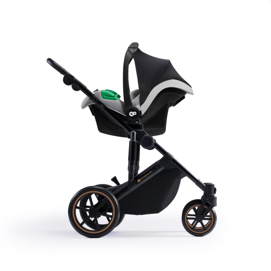 KINDERKRAFT SELECT - Yhdistelmärattaat 3in1 PRIME 2 Premium Shadow harmaa + turvaistuin