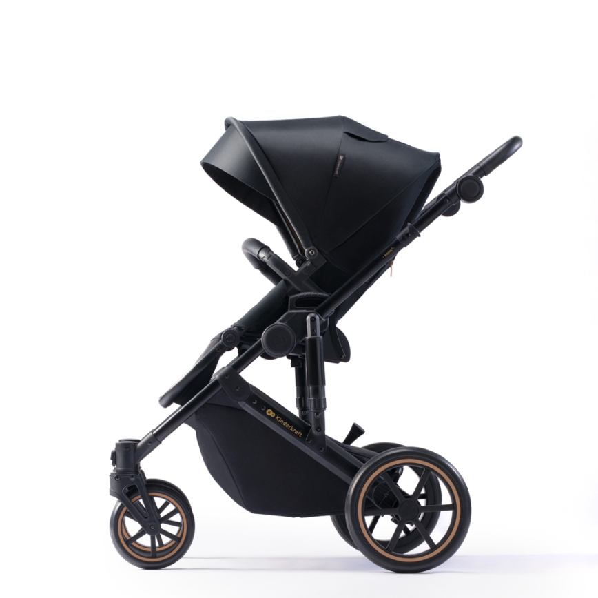 KINDERKRAFT SELECT - Yhdistelmärattaat 3in1 PRIME 2 Premium Venezian musta + turvaistuin