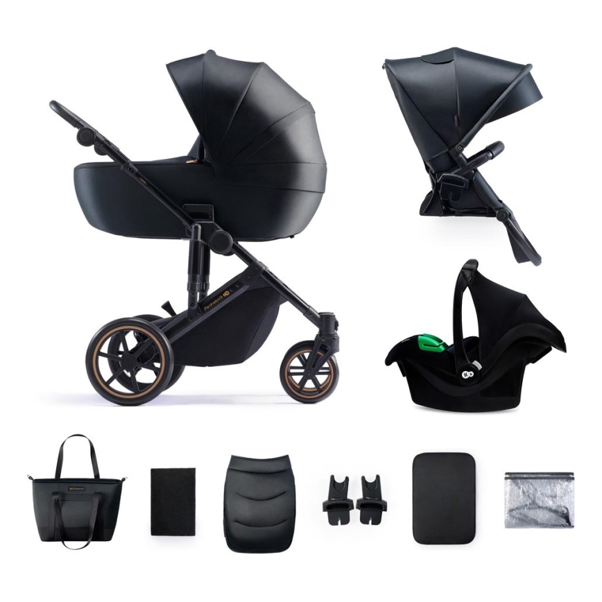 KINDERKRAFT SELECT - Yhdistelmärattaat 3in1 PRIME 2 Premium Venezian musta + turvaistuin