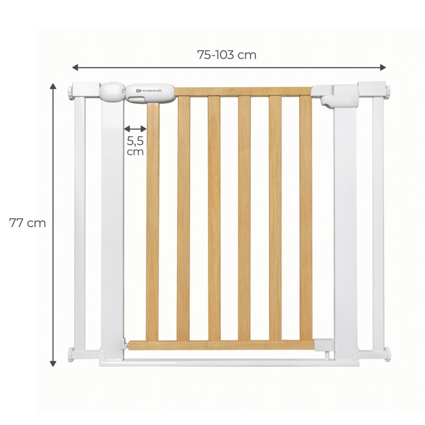 KINDERKRAFT - Turvamuuri LOCK&GO 75-103 cm mänty
