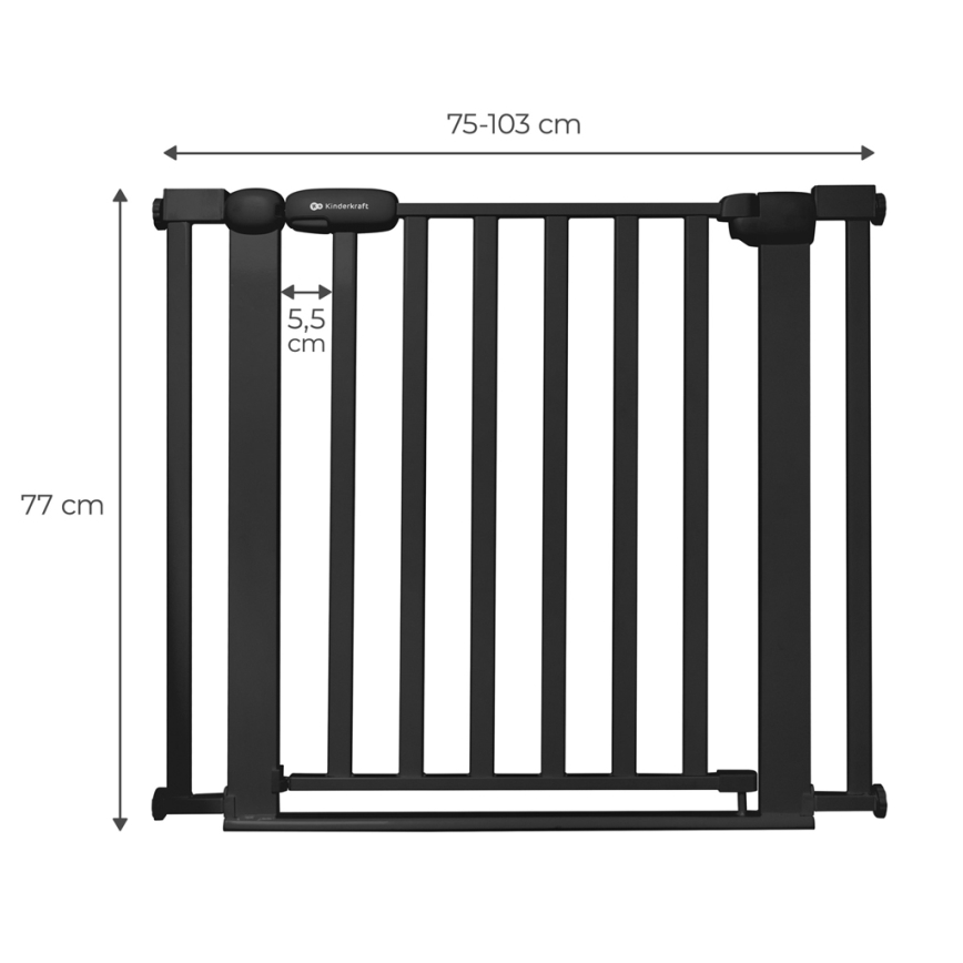 KINDERKRAFT - Turvamuuri LOCK&GO 75-103 cm musta