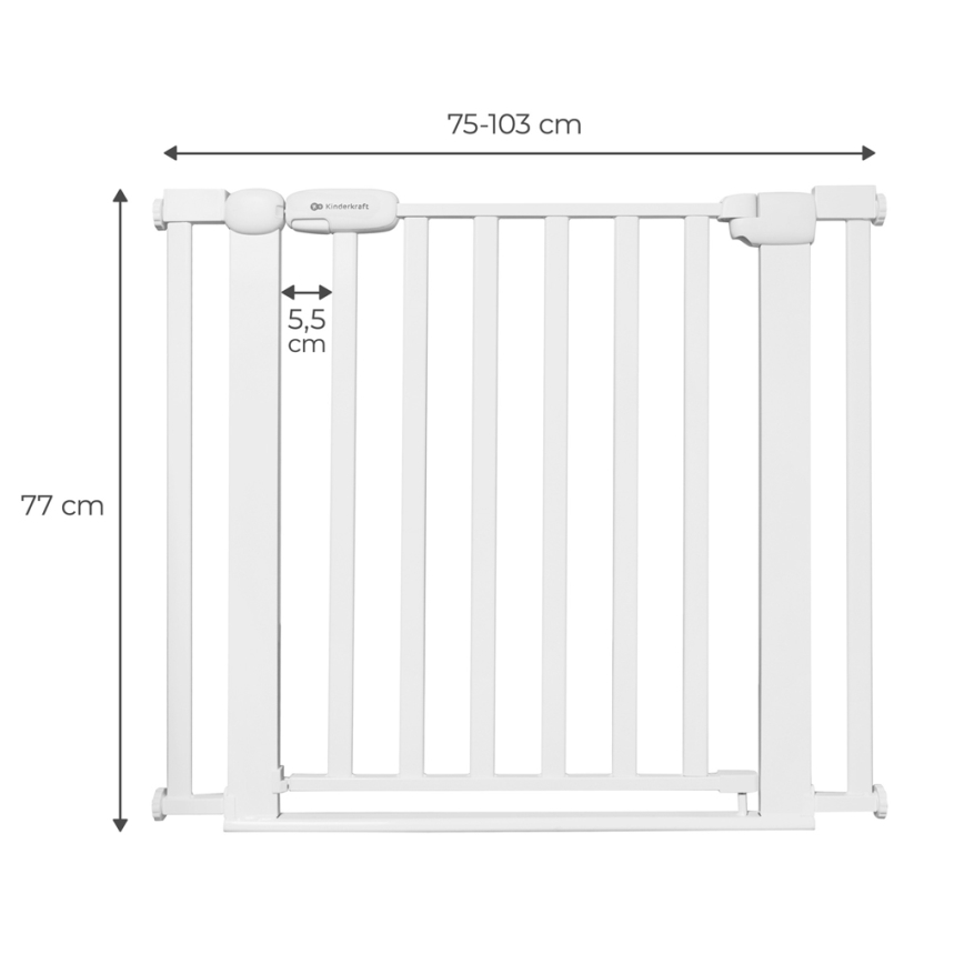 KINDERKRAFT - Turvamuuri LOCK&GO 75-103 cm valkoinen