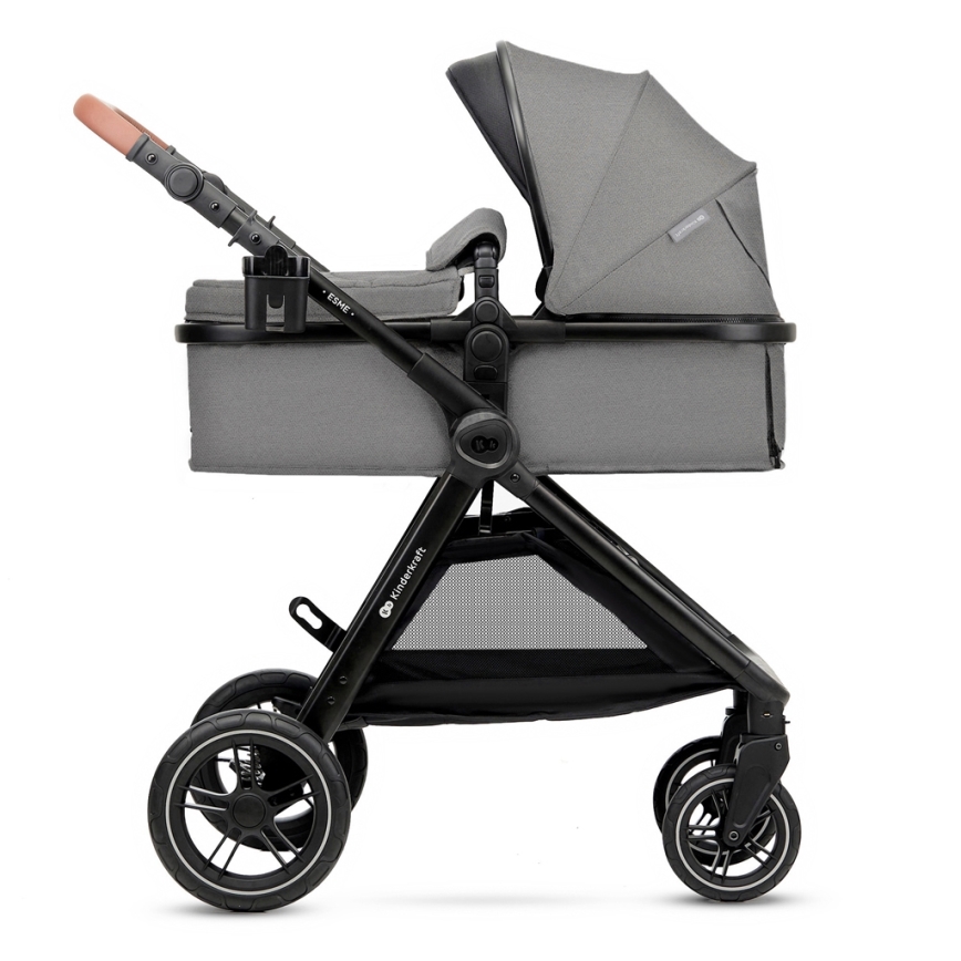 KINDERKRAFT - Yhdistelmärattaat 3in1 ESME Moonlight harmaa + turvaistuin MINK PRO