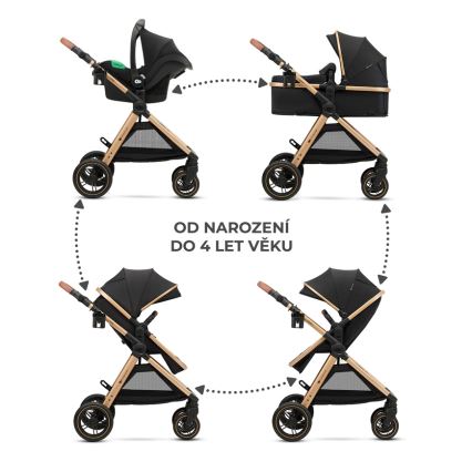 KINDERKRAFT - Yhdistelmärattaat 3in1 ESME Pure musta + turvaistuin MINK PRO
