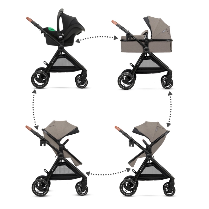KINDERKRAFT - Yhdistelmärattaat 3in1 ESME Sand beige + turvaistuin MINK PRO