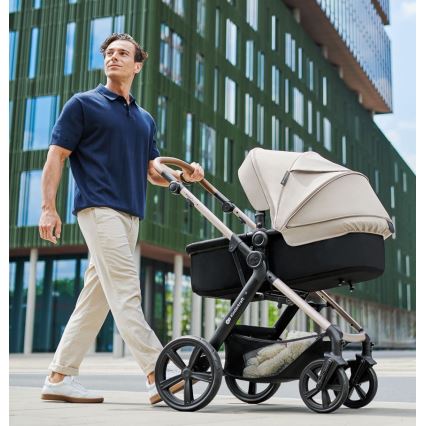 KINDERKRAFT - Yhdistelmärattaat 3in1 MOOV 2 AIR Moonlight harmaa + turvaistuin MINK PRO