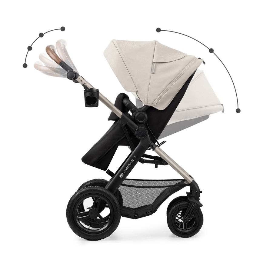 KINDERKRAFT - Yhdistelmärattaat 3in1 MOOV 2 AIR Moonlight harmaa + turvaistuin MINK PRO