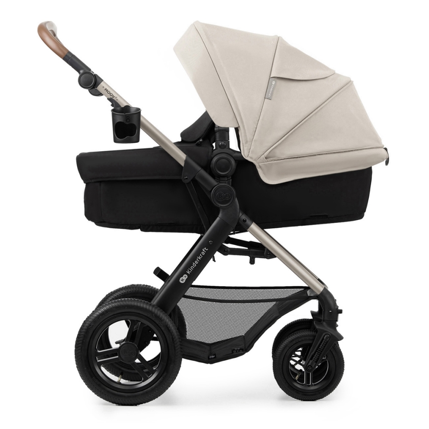 KINDERKRAFT - Yhdistelmärattaat 3in1 MOOV 2 AIR Moonlight harmaa + turvaistuin MINK PRO