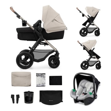 KINDERKRAFT - Yhdistelmärattaat 3in1 MOOV 2 AIR Moonlight harmaa + turvaistuin MINK PRO