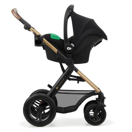 KINDERKRAFT - Yhdistelmärattaat 3in1 MOOV 2 AIR Pure musta + turvaistuin MINK PRO