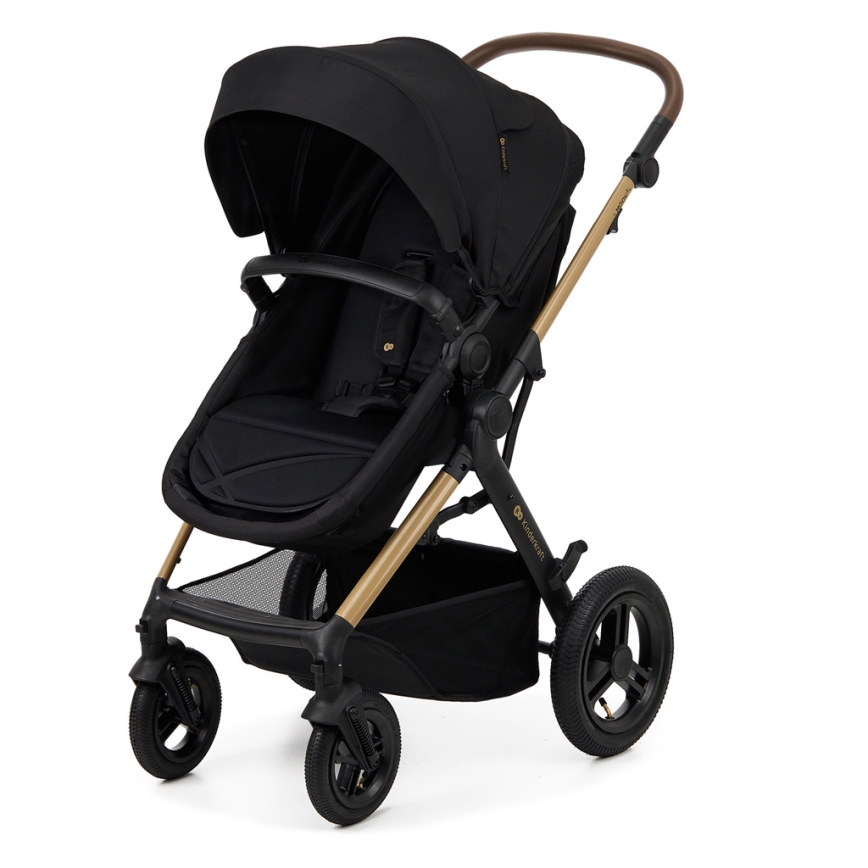 KINDERKRAFT - Yhdistelmärattaat 3in1 MOOV 2 AIR Pure musta + turvaistuin MINK PRO