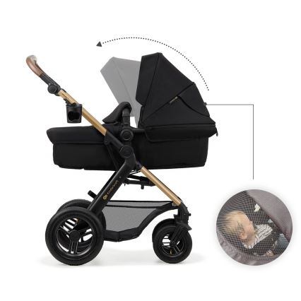 KINDERKRAFT - Yhdistelmärattaat 3in1 MOOV 2 AIR Pure musta + turvaistuin MINK PRO