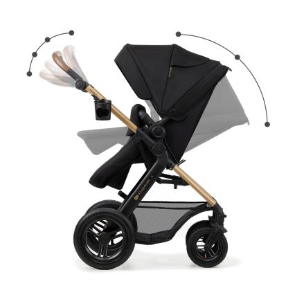 KINDERKRAFT - Yhdistelmärattaat 3in1 MOOV 2 AIR Pure musta + turvaistuin MINK PRO