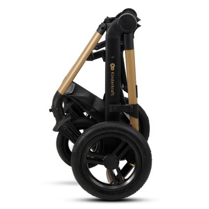 KINDERKRAFT - Yhdistelmärattaat 3in1 MOOV 2 AIR Pure musta + turvaistuin MINK PRO