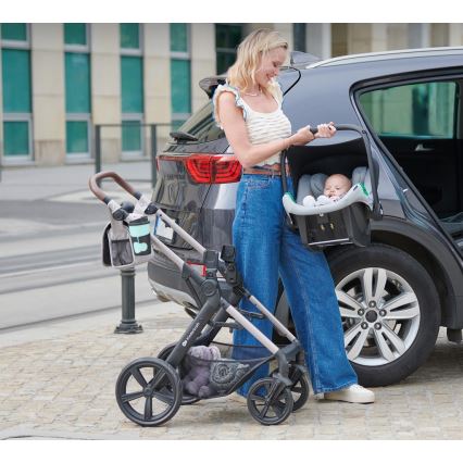 KINDERKRAFT - Yhdistelmärattaat 3in1 MOOV 2 AIR Sand beige + turvaistuin MINK PRO