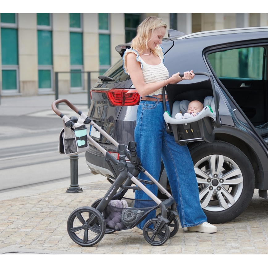 KINDERKRAFT - Yhdistelmärattaat 3in1 MOOV 2 AIR Sand beige + turvaistuin MINK PRO