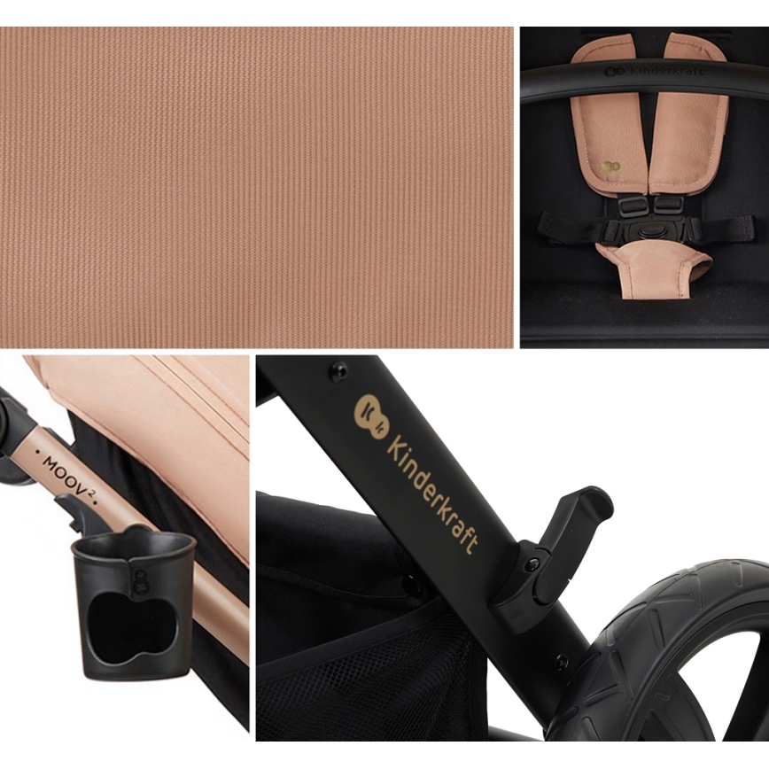 KINDERKRAFT - Yhdistelmärattaat 3in1 MOOV 2 AIR Sand beige + turvaistuin MINK PRO