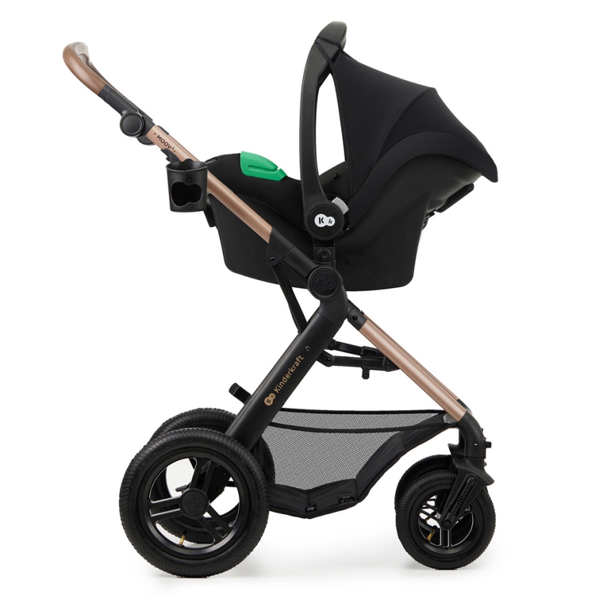 KINDERKRAFT - Yhdistelmärattaat 3in1 MOOV 2 AIR Sand beige + turvaistuin MINK PRO