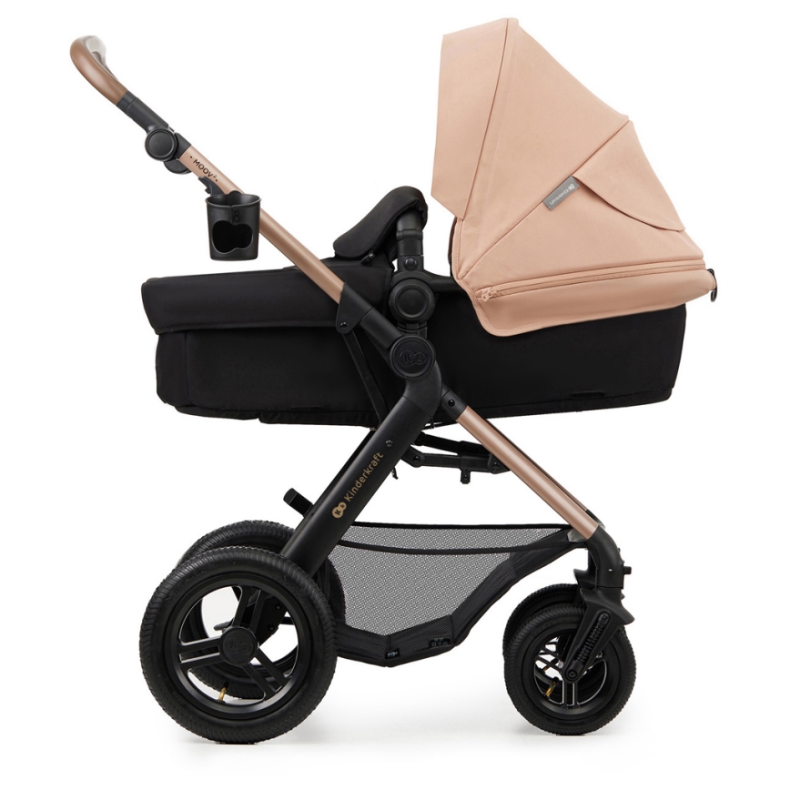 KINDERKRAFT - Yhdistelmärattaat 3in1 MOOV 2 AIR Sand beige + turvaistuin MINK PRO