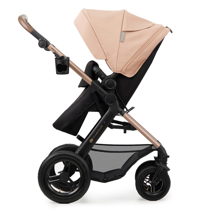 KINDERKRAFT - Yhdistelmärattaat 3in1 MOOV 2 AIR Sand beige + turvaistuin MINK PRO