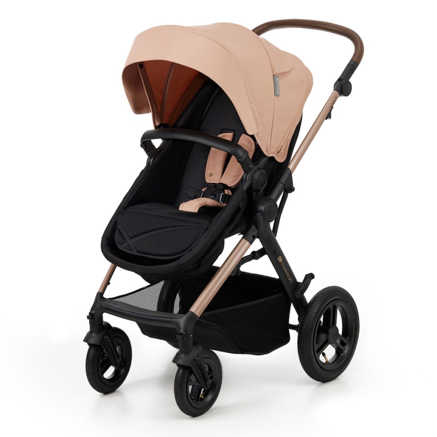 KINDERKRAFT - Yhdistelmärattaat 3in1 MOOV 2 AIR Sand beige + turvaistuin MINK PRO
