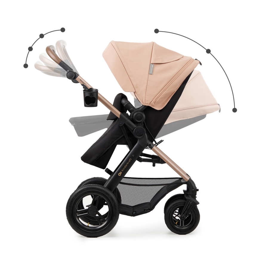KINDERKRAFT - Yhdistelmärattaat 3in1 MOOV 2 AIR Sand beige + turvaistuin MINK PRO
