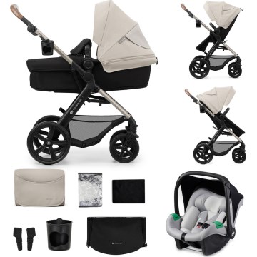 KINDERKRAFT - Yhdistelmärattaat 3in1 MOOV 2 Moonlight harmaa + turvaistuin MINK PRO