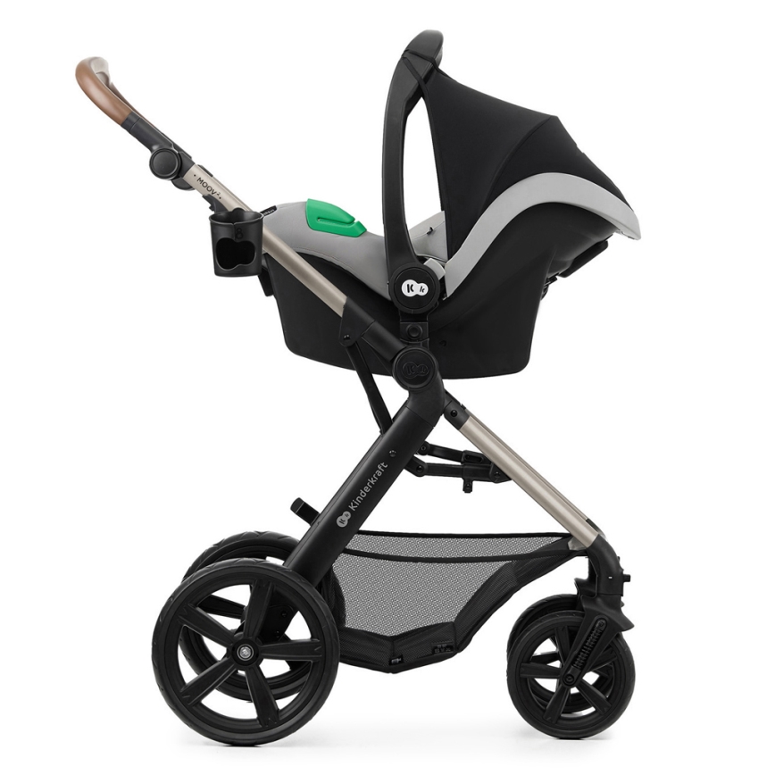 KINDERKRAFT - Yhdistelmärattaat 3in1 MOOV 2 Moonlight harmaa + turvaistuin MINK PRO