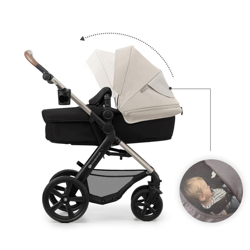 KINDERKRAFT - Yhdistelmärattaat 3in1 MOOV 2 Moonlight harmaa + turvaistuin MINK PRO