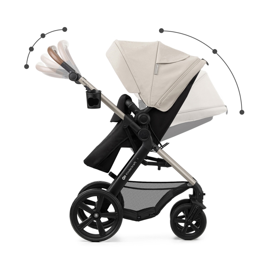KINDERKRAFT - Yhdistelmärattaat 3in1 MOOV 2 Moonlight harmaa + turvaistuin MINK PRO