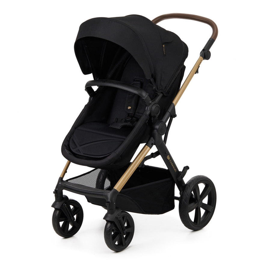 KINDERKRAFT - Yhdistelmärattaat 3in1 MOOV 2 Pure musta + turvaistuin MINK PRO