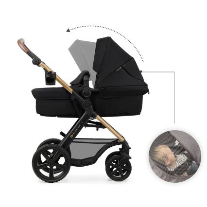 KINDERKRAFT - Yhdistelmärattaat 3in1 MOOV 2 Pure musta + turvaistuin MINK PRO
