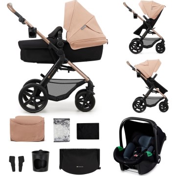 KINDERKRAFT - Yhdistelmärattaat 3in1 MOOV 2 Sand beige + turvaistuin MINK PRO