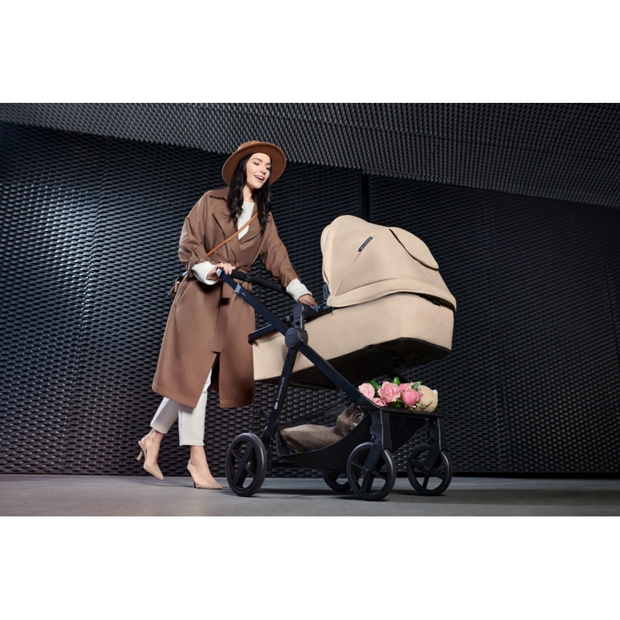 KINDERKRAFT - Yhdistelmärattaat 3in1 NEWLY Sand beige + turvaistuin MINK PRO