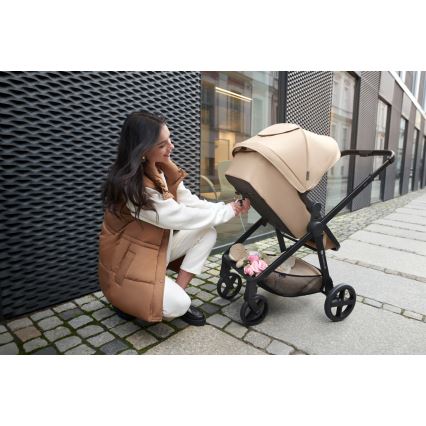KINDERKRAFT - Yhdistelmärattaat 3in1 NEWLY Sand beige + turvaistuin MINK PRO